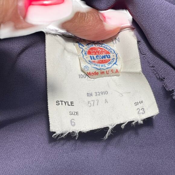 VTG 70s Purple Ruffled Midi Party Dress Sz 6 Tiered Flutter Chiffon Coquette USA - Picture 7 of 8